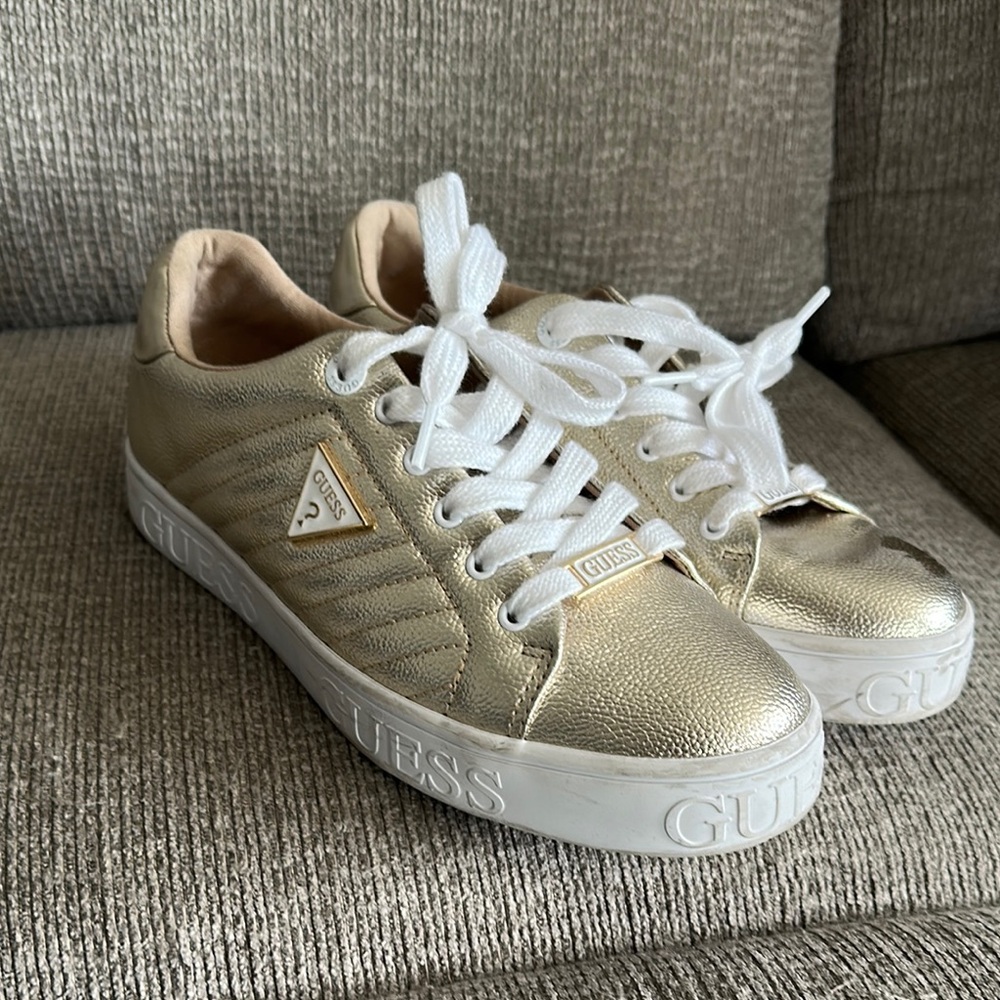 Guess Gold Sneakers with White Laces